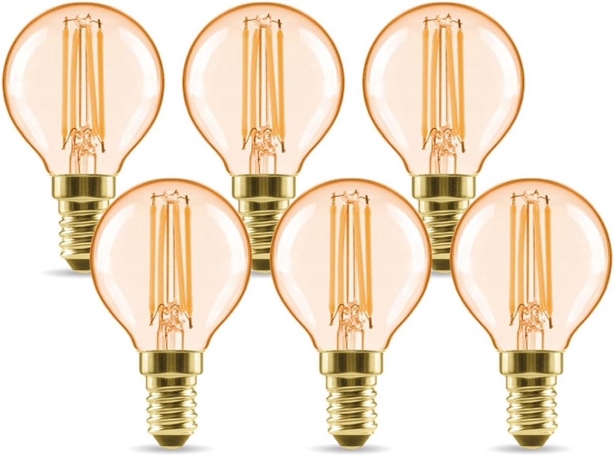 Vintage E14 LED Druppelvorm Gloeilamp 4W - Warm Wit 2400K, Vervangt 35W - 6 Stuks