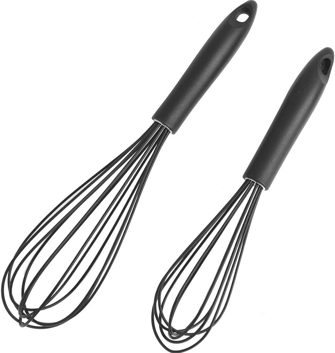 Silicone Whisk Set - 2 Sizes for Mixing, Beating and Stirring - Heat Resistant and Non-Slip