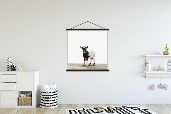Porte-affiche avec affiche - Affiche scolaire - Chèvre - Animaux - Enfants - Garçons - Filles - 120x120 cm - Lattes noires