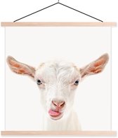 Affiche scolaire enfants - Décoration murale chambre enfant - Chèvre - Animaux - Wit - Portrait - 60x60 cm - Décoration murale filles - Garçons - Kids