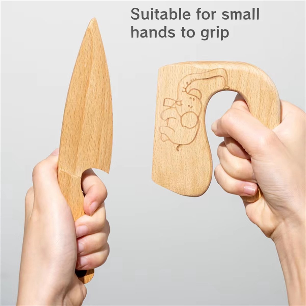 10-delige houten keukengereedschapset voor peuters, houten kinderveilige messen, educatief speelgoed, kinderbakset voor echt koken, Montessori keukengereedschap voor jongens en meisjes, rollenspel voor kleine chef-koks — afbeelding 9