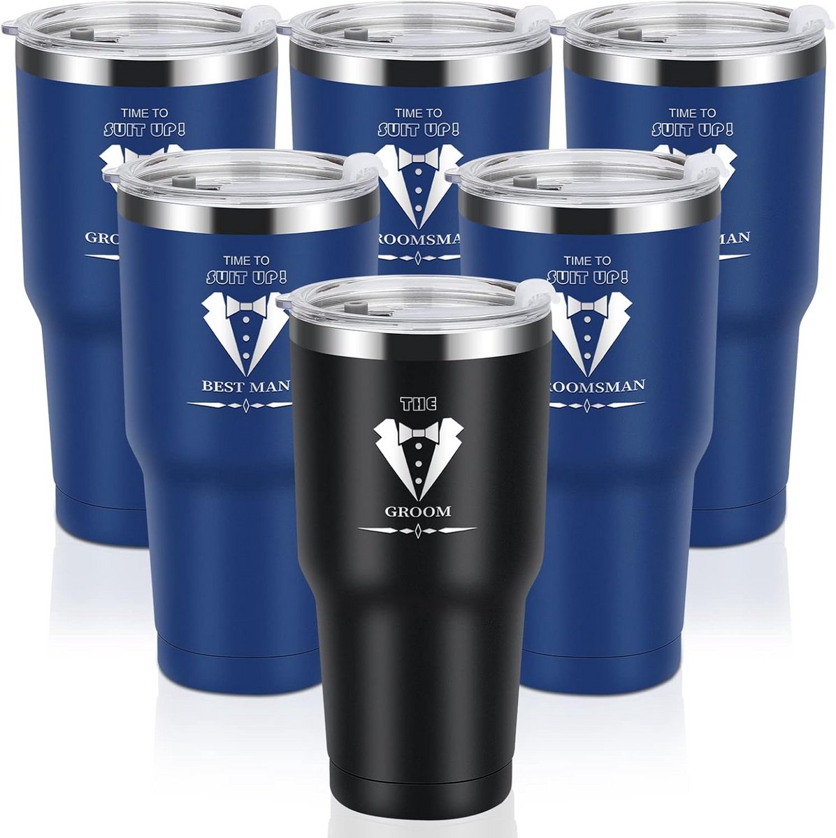Set van 6 Tumblers voor Bruiloft: Cadeaus voor Getuigen en Ceremoniemeester