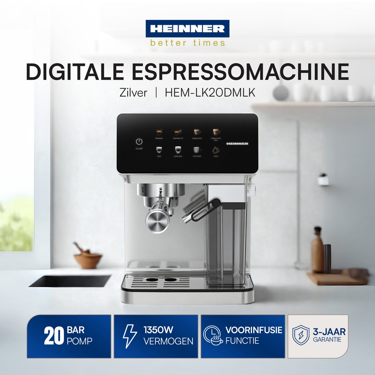 Merkatura Pistonmachine Espressomachine met Digitaal Display - afbeelding 2