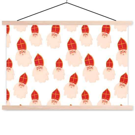Support pour affiches avec affiche 60 x 40 cm - Affiche scolaire - Saint Nicolas - Enfants - Garçons - Filles - Enfant - Affiche textile - Lattes vierges