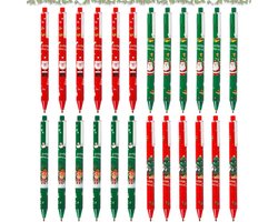VVGoods - Set van 24 kerstbalpennen - 0,5 mm bedrukte kerststiften voor kinderen, studenten en collega's