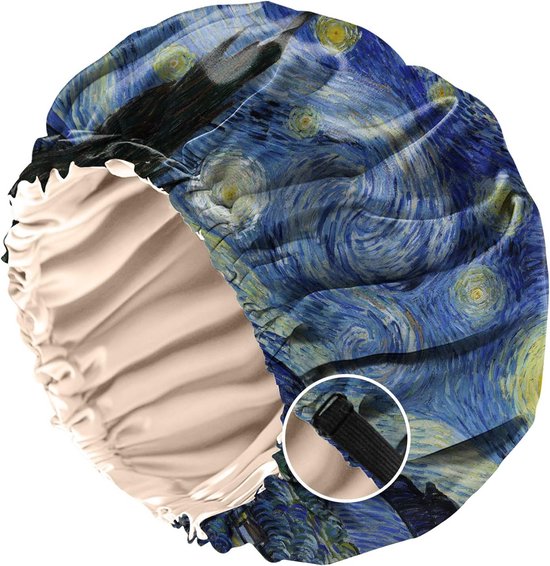 BONNET QUEEN Bonnet Satijn Verstelbaar Zijden Bonnet Dames Dubbelzijdig Satijnen Slaapmuts Lang Strik Zijden Slaapmuts, Mokka & Roze