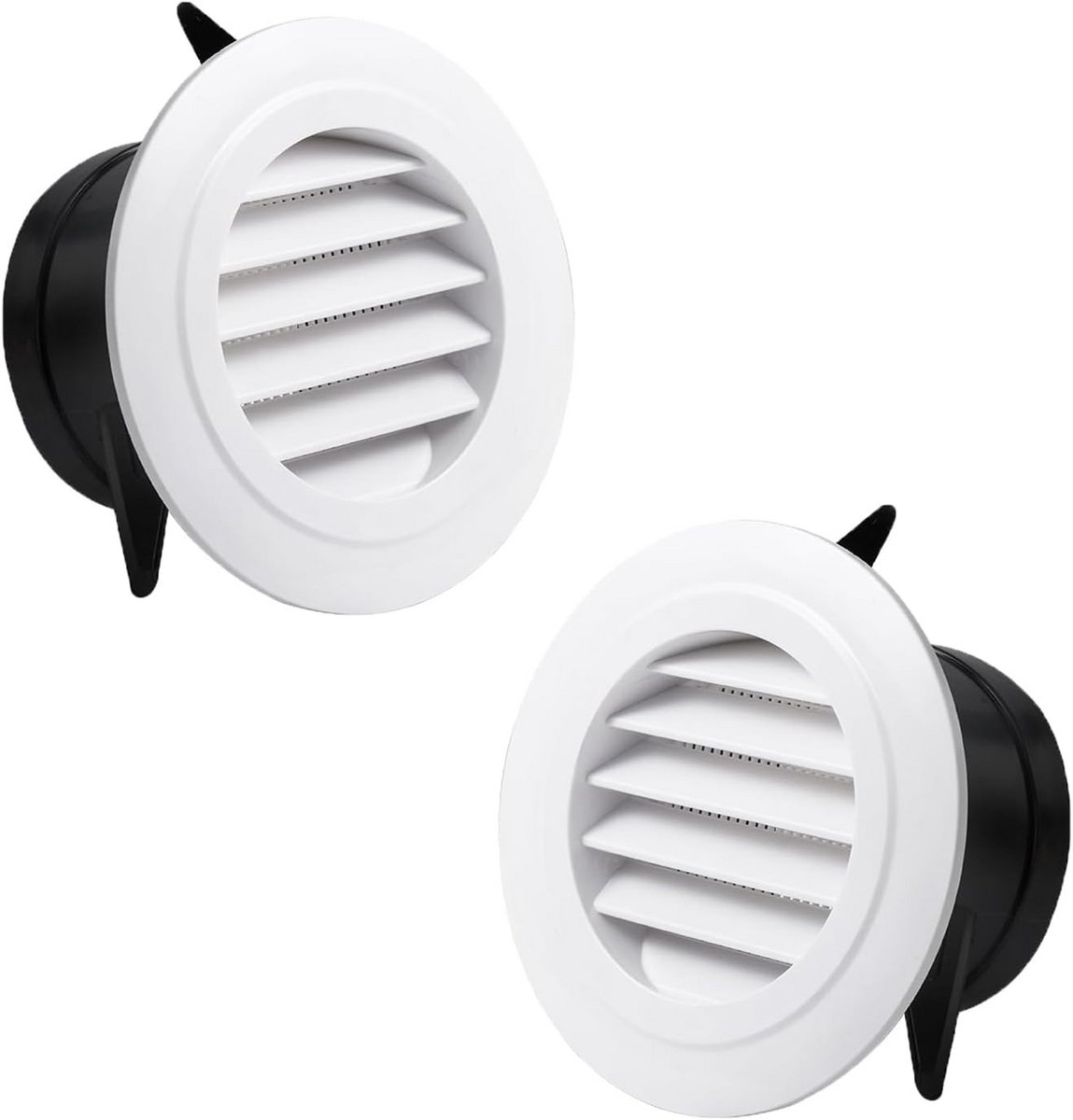 Rond Ventilatirooster Wit met Insectenhor - 2 Stuks - Voor Badkamer en Keuken
