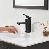 Kraan Badkamer Zwart, Warm en Koud Water Kraan Wastafel Kraan Zwart, Kraan Mengkraan Wastafel Wastafel Eengreepsmengkraan Badkamer Wastafel