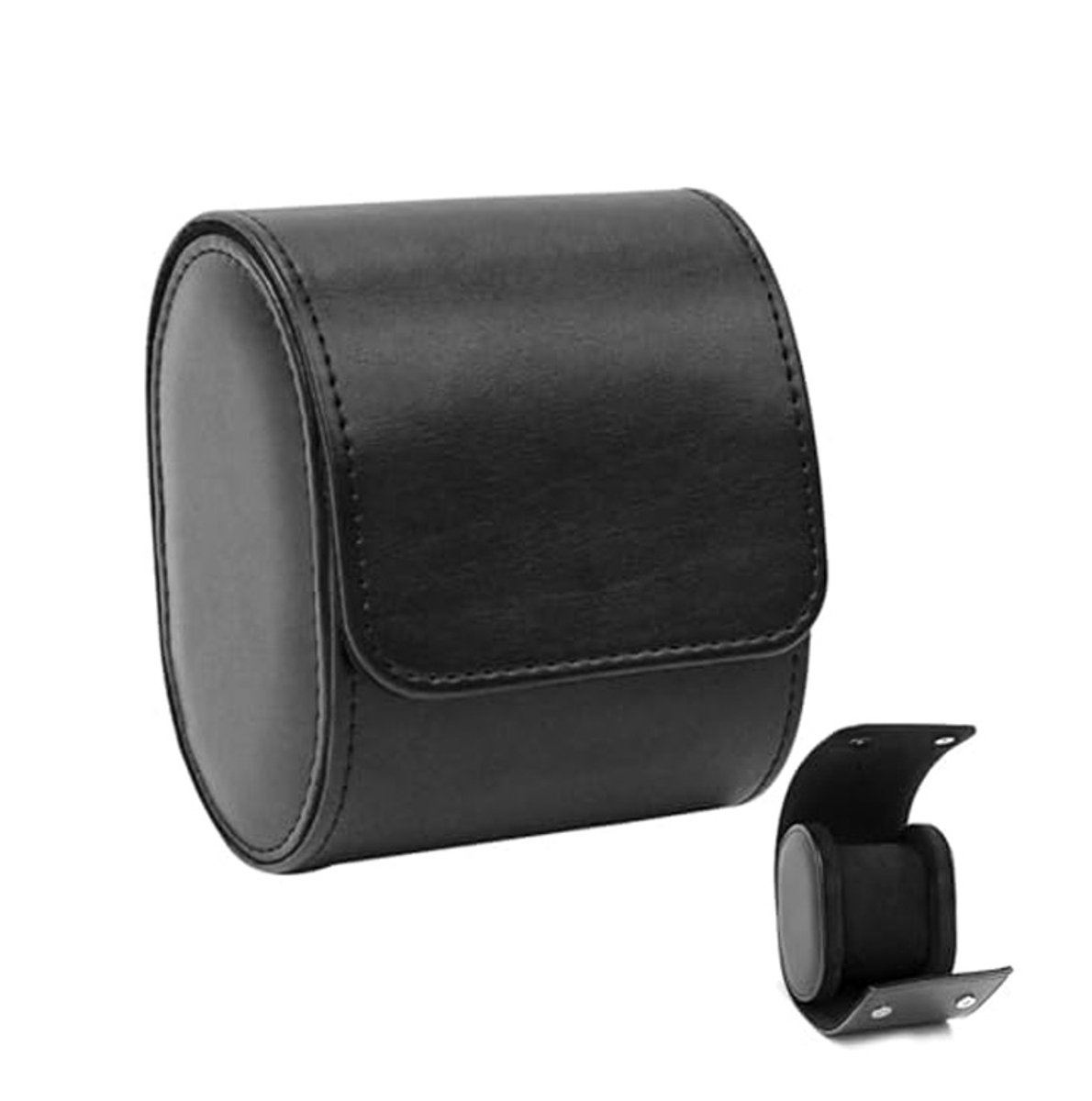 Horloge-organizer met 1 sleuven - Oprolbare opbergdoos voor horloges - Reishorlogebox van leer - Met uitneembare horlogepad - Horlogedisplaybox - Compact en draagbaar - Perfect voor horlogeliefhebbers - Zwart