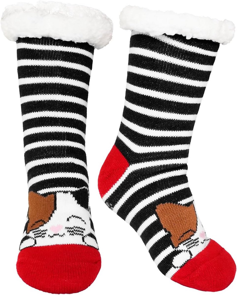 Warme Dames Huissokken met ABS Antislip Zolen en Grappig Dierenpatroon voor Kerst