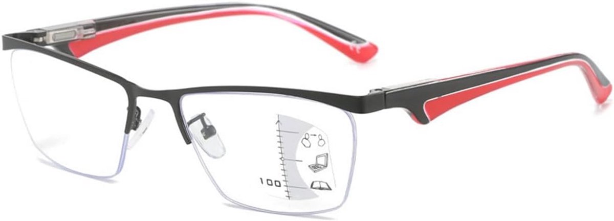 Progressieve Multifocus Leesbril Metaal Heren Dames - Anti Blauw Licht Computerbril