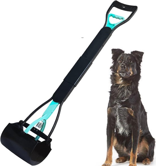 Schep met lange steel voor honden, druppelteller voor huisdieren, draagbare cacaeschep voor honden, voor het verzamelen van hondenpoep of dierenpoep, 60 cm (zwart