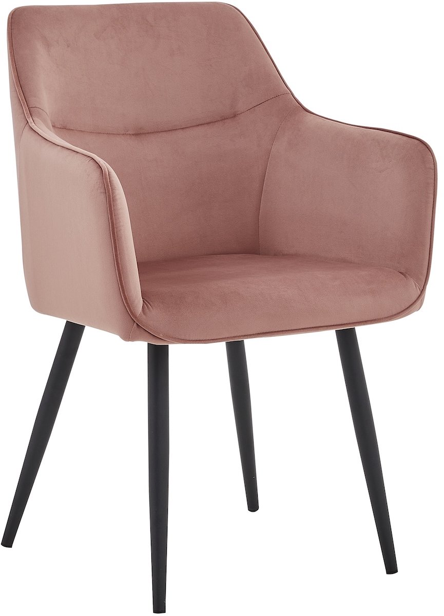 Colenis City Eetkamerstoel - Set Van 4 - Roze - Velvet - Industrieel - Met armleuning