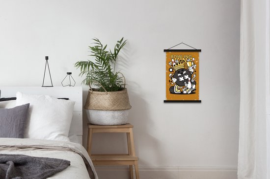 Porte-affiche avec affiche - Affiche scolaire - Vintage - Bowling - King - 40x60 cm - Lattes noires