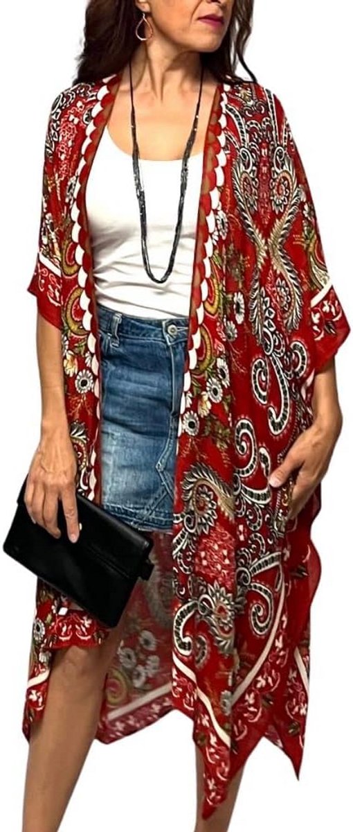 Lange Kimono Cardigan Dames - Luchtige Strandjurk & Zomerjasje met Print