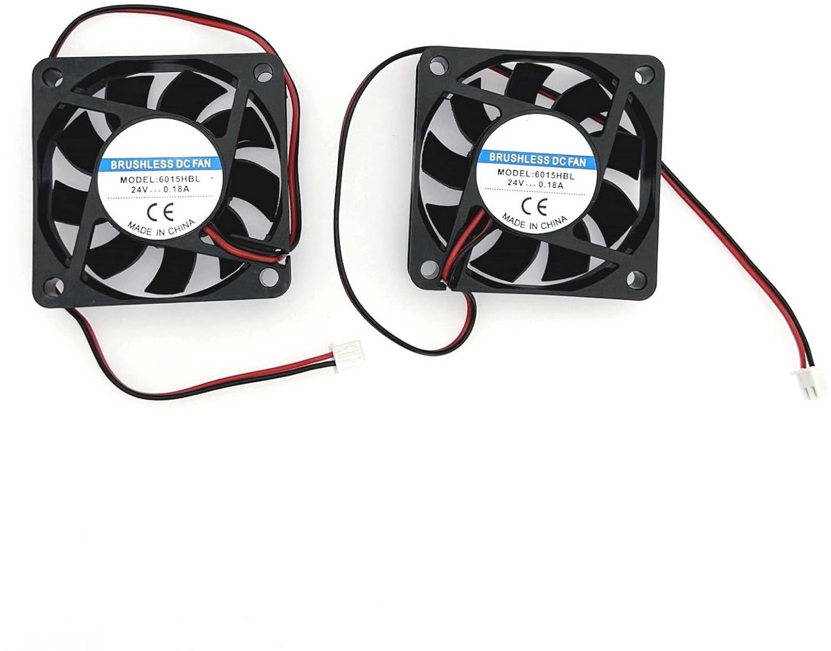2 Stuks Mini-Ventilator 60x60x15mm - Stille 24V Borstelloze Ventilator voor PC en 3D-Printer