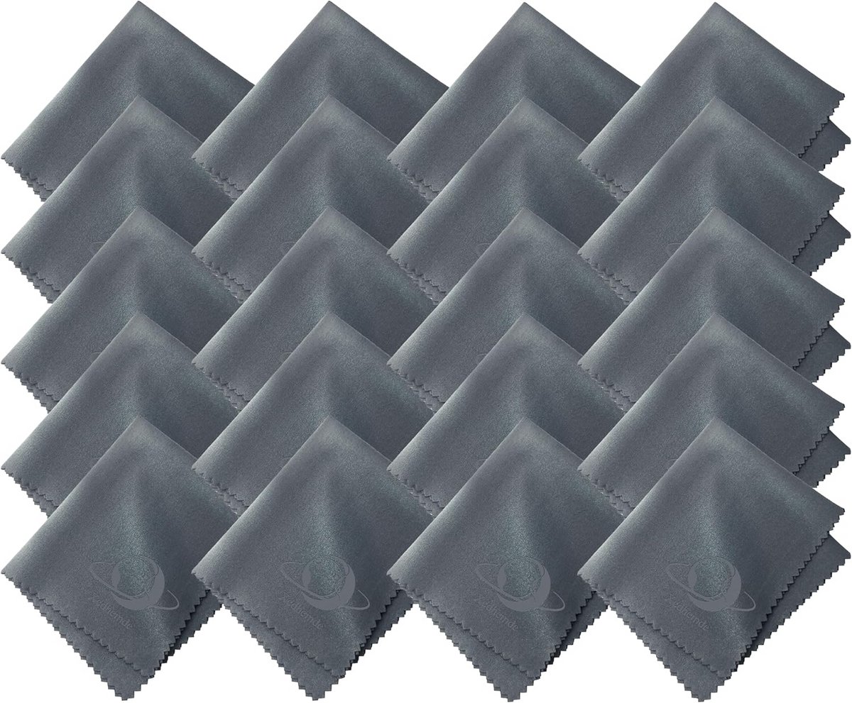20x Microvezeldoekjes voor Brillen, Telefoons en Camera's - 15x17.5 cm - Grijs