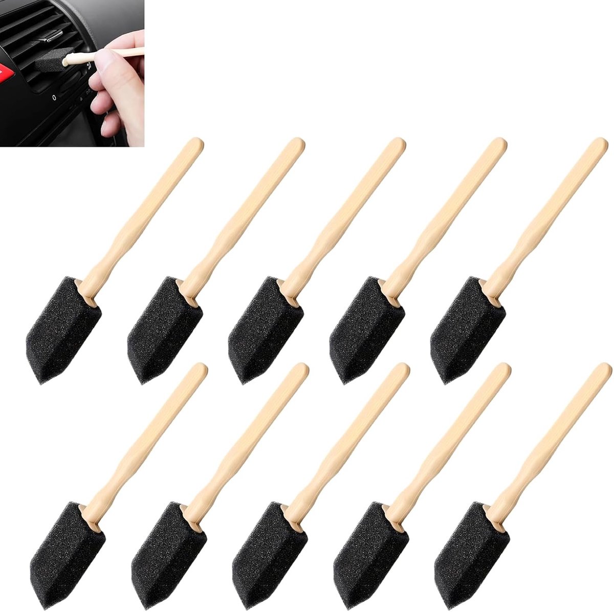10 stuks - Auto-interieurreinigingsborstel - 5 cm schuimrubberen verfborstel - Voor het re