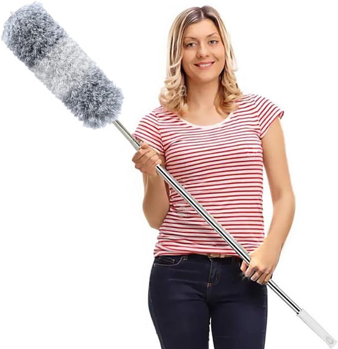 Uitschuifbare Microvezel Stofdoek - Telescopische Verlengstang tot 254 cm voor Efficiënt Schoonmaken van Hoge Ruimtes