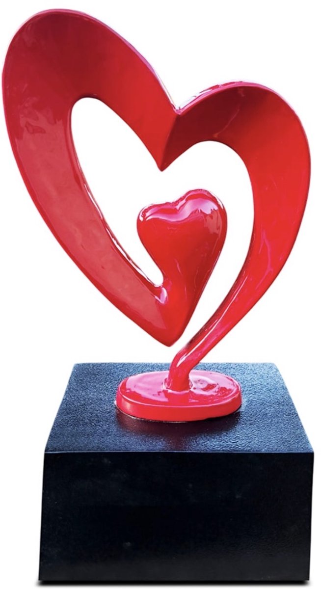 Akerz Hart Urn op Zwarte Sokkel – Grote Rode Metalen Herinneringsurn – 3.5 Liter Bewaarurn voor As – Luxe Hartvorm Gedenkurn – Modern & Stijlvol Aandenken voor Dierbare – 46 × 16 cm
