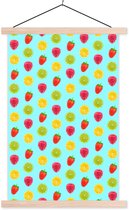 Porte-affiche avec affiche - Affiche scolaire - Fruits - Motifs - Couleurs - 40x60 cm - Lattes vierges