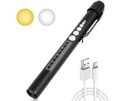 Medische pupillamp - Diagnostische lamp geschikt voor verpleegkundigen en zorgverleners - Met pupilmeetliniaal en schaalverdeling - Oplaadbare USB LED-penlamp - Geschikt voor verpleegkundigen, studenten en artsen