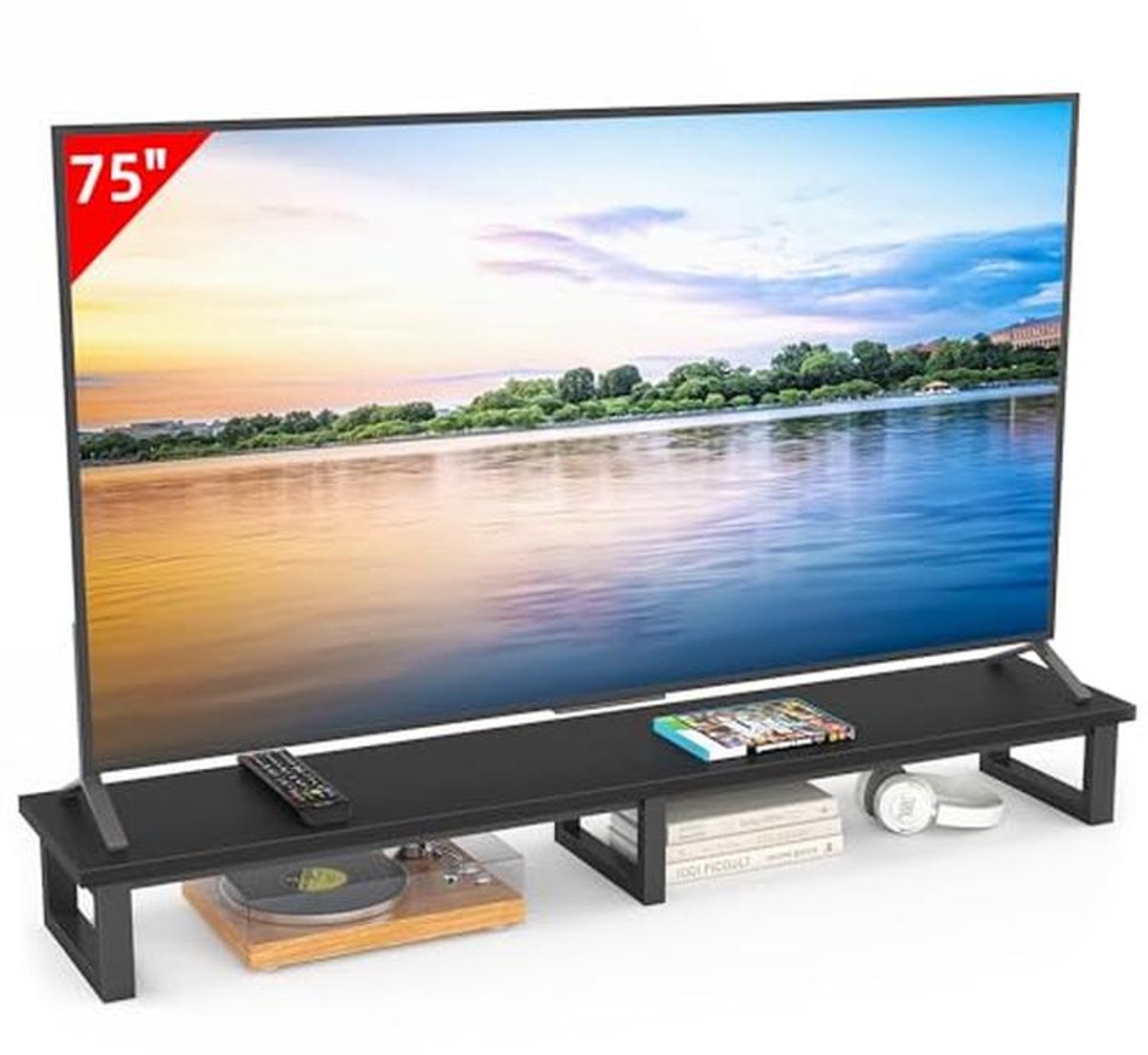 grote tv-verhoger voor 32-75 inch tv met stalen poten - ideaal voor thuiskantoor