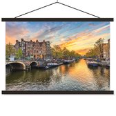 Posterhanger incl. Poster 60x40 cm - Schoolplaat - Amsterdam - Water - Nederland - Textielposter - Zwarte latten