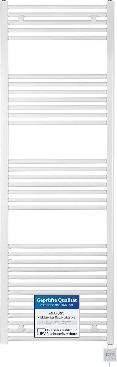 Elektrische Handdoekradiator Wit 1775x500mm - Verwarmd met Timer en Vulset