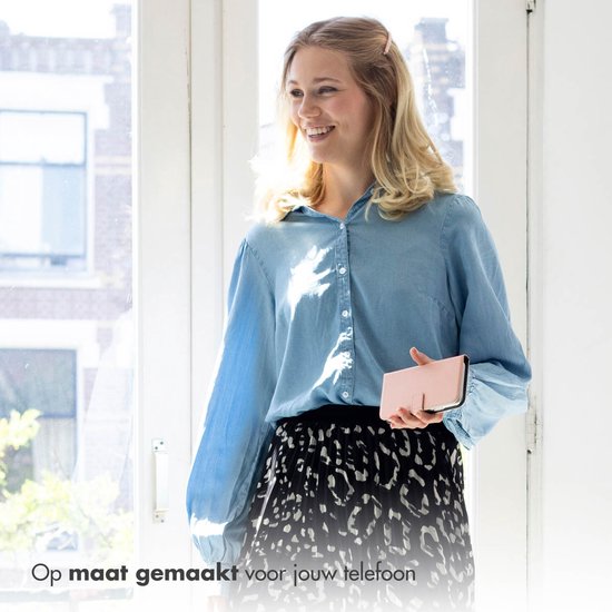 Étui Selencia - Adapté à iPhone 16e - Bookcase en cuir véritable - Pink poudré