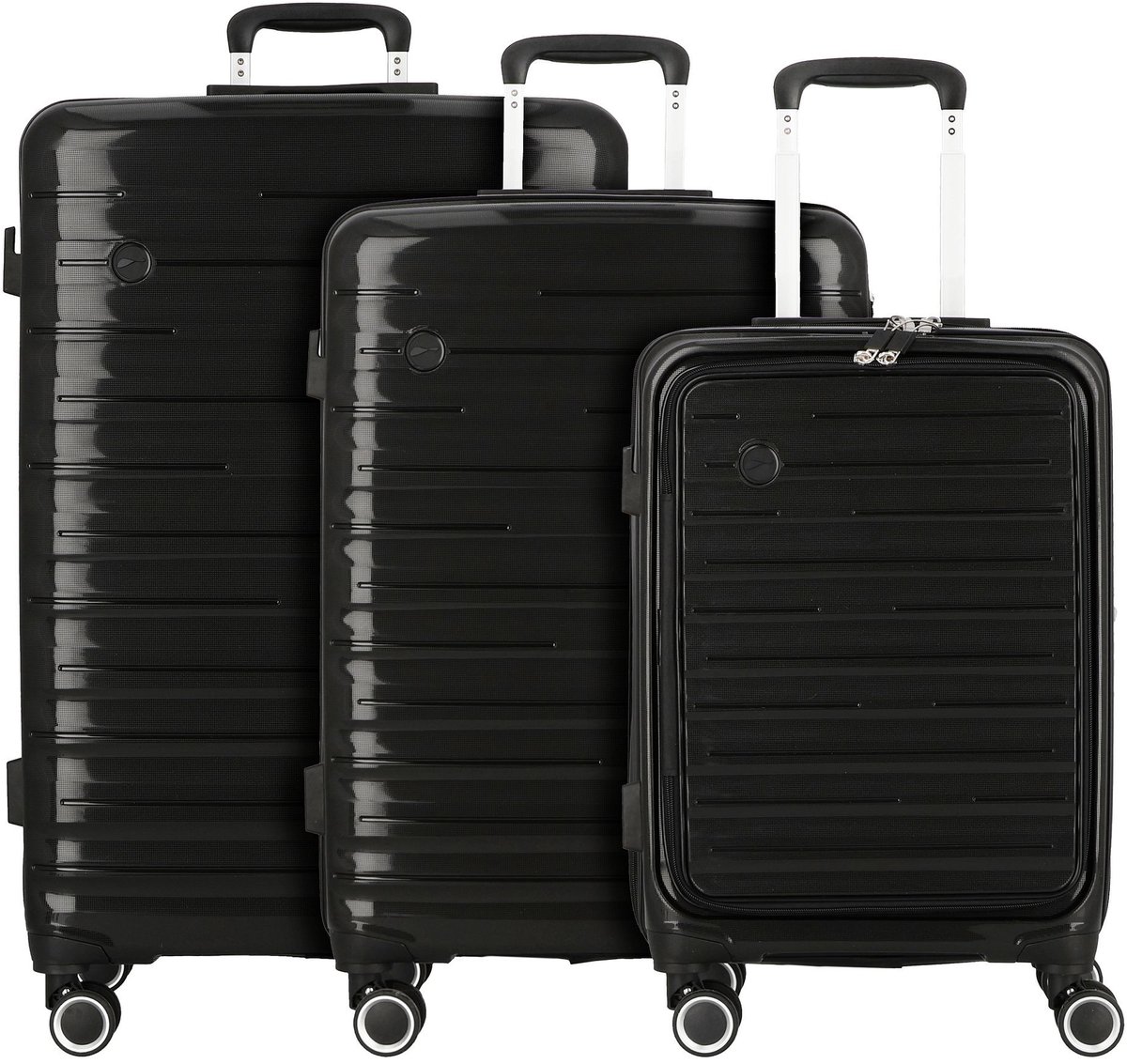 cocoono Madrid 4 wielen Kofferset 3-delig - Harde bagage - TSA slot - schwarz