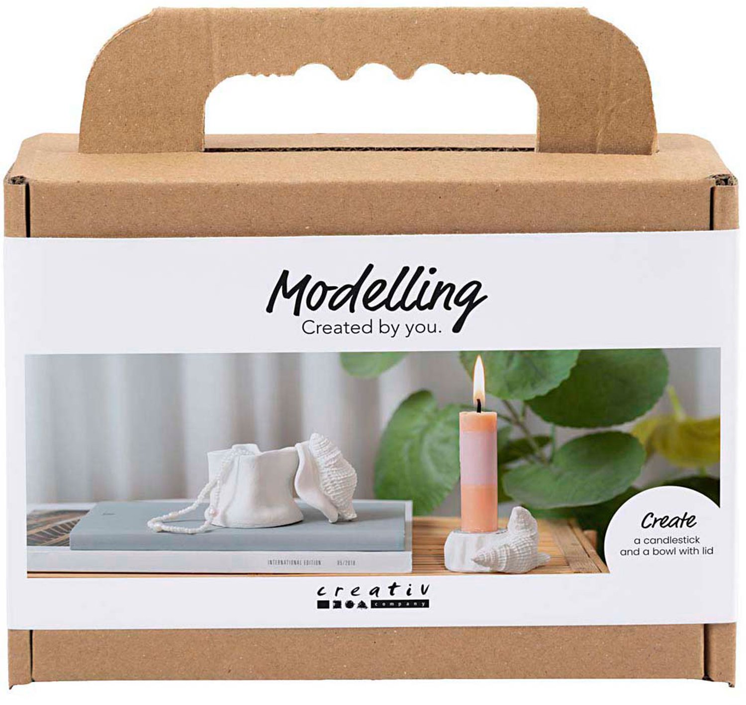 Creativ Company hobbyset kandelaar boetseren schelpen DIY maritiem.