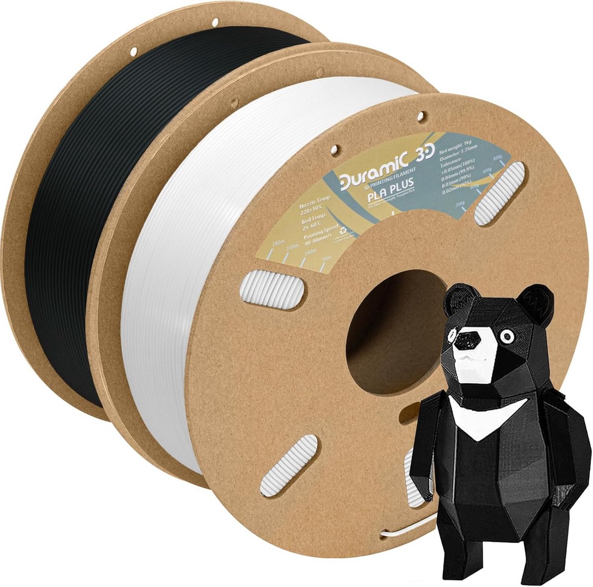 Duurzaam PLA+ 3D Printer Filament 1,75 mm Zwart & Wit - Hoge Sterkte en Nauwkeurigheid