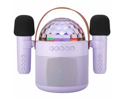 Ensemble karaoké imoshion Sing & Shine avec lumière disco – Set karaoké pour Enfants et Adultes – Enceinte Bluetooth avec 2 Microphones sans fil – Lilas lavande
