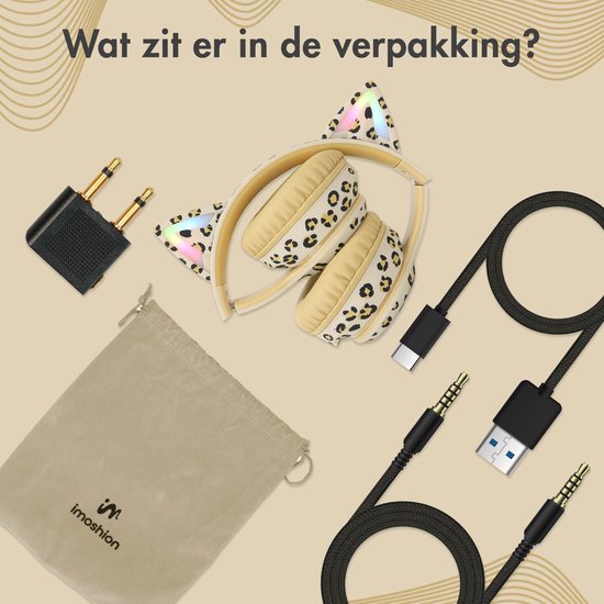 imoshion Kinder Koptelefoon Kattenoortjes - Bluetooth en Decibelbegrenzer - Draadloze Koptelefoon Kinderen