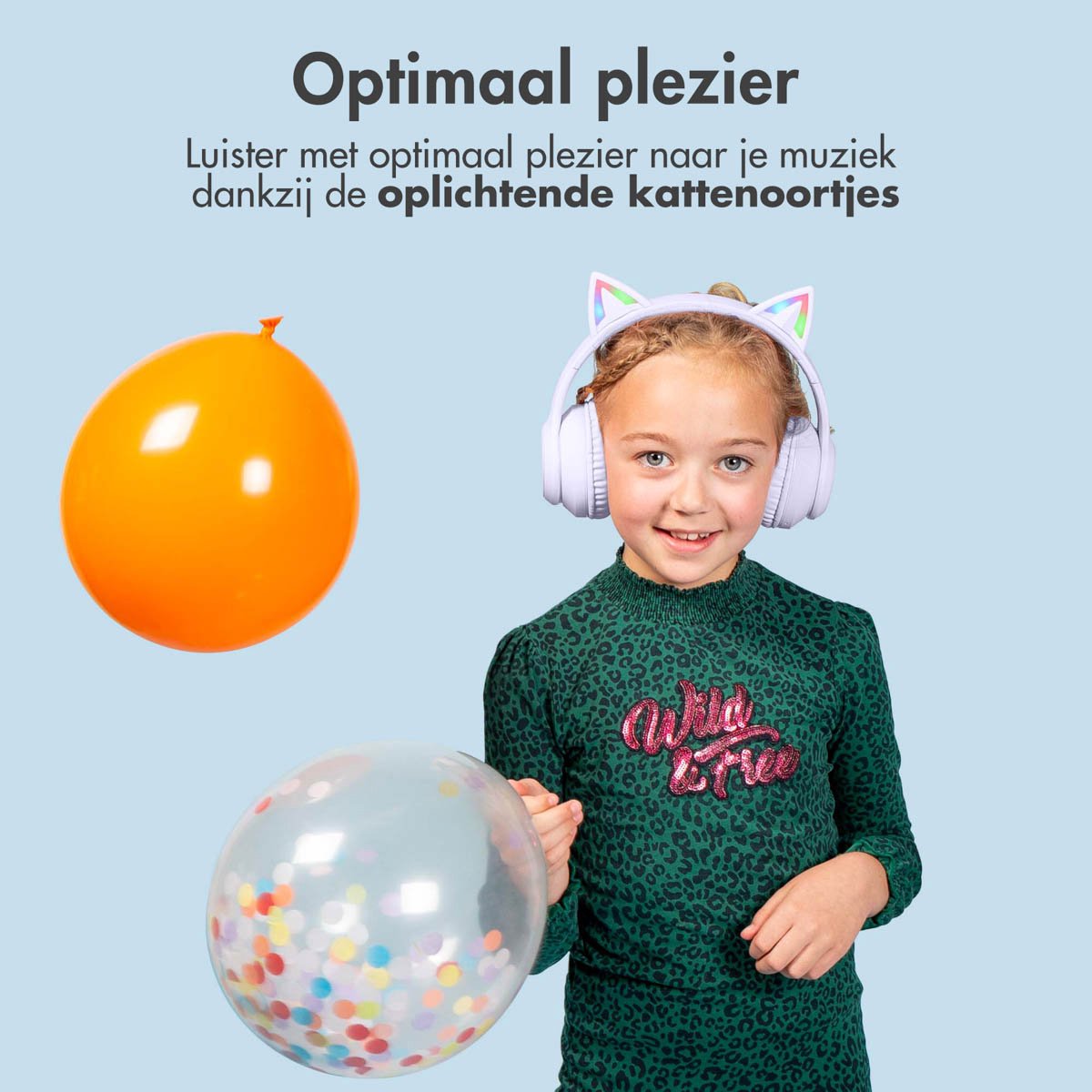 imoshion Kinder Koptelefoon Bluetooth Kattenoortjes Lila - afbeelding 2