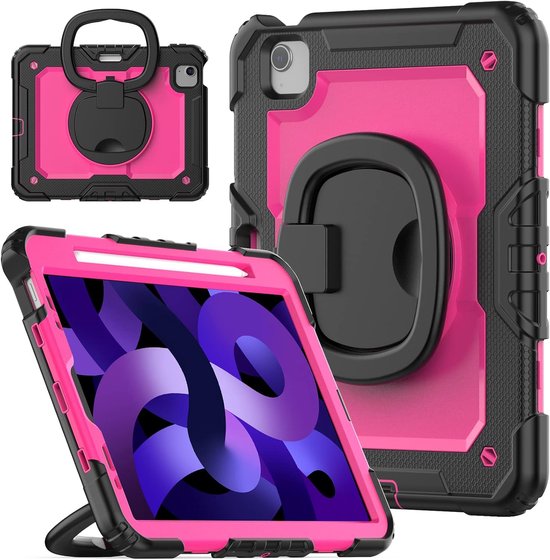 Housse de protection pour garçons et filles compatible avec iPad Pro 11 (2018/2020/2021) pour iPad Air 5/4 (10,9 pouces 2022/2020) avec poignée rotative 360°