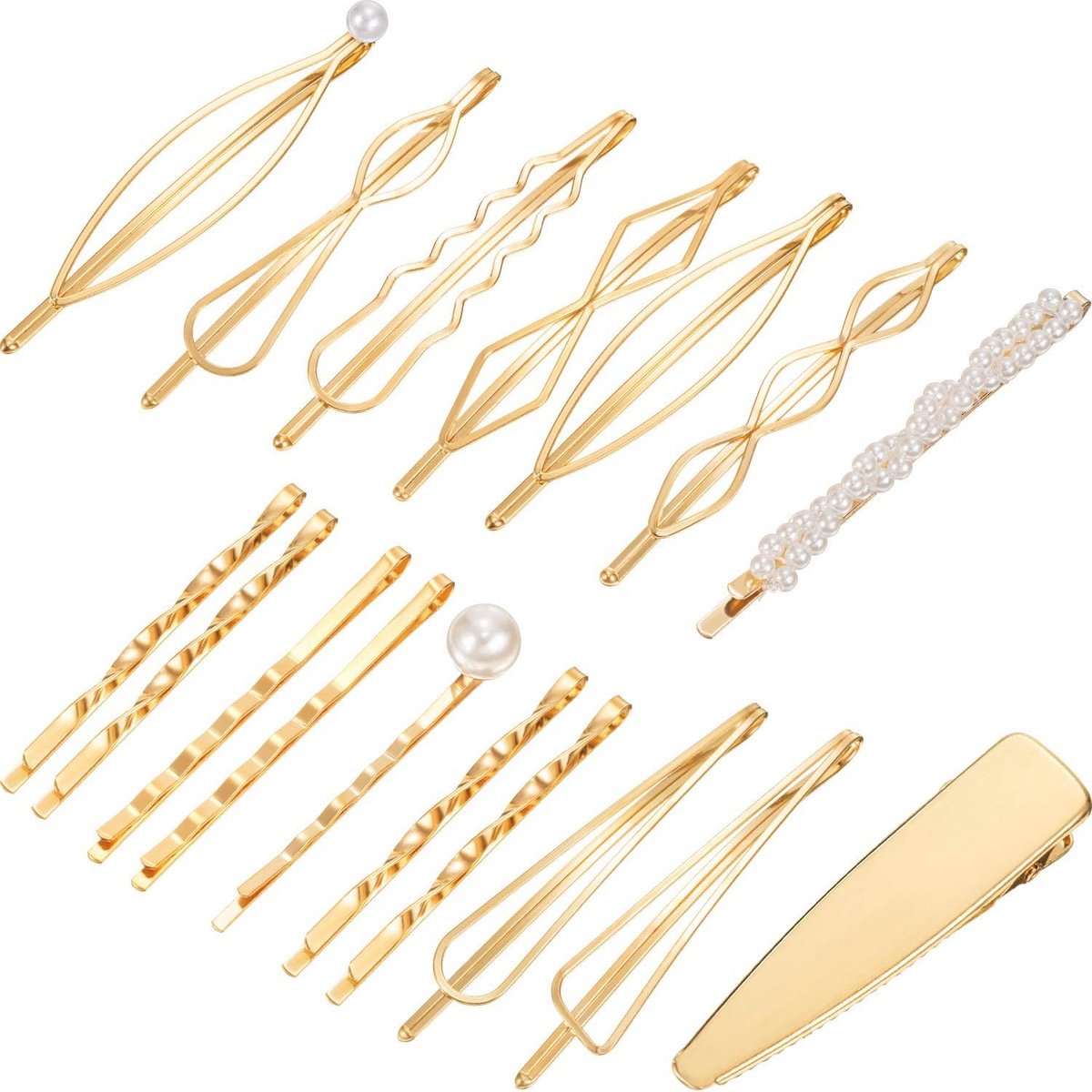 17 Gouden Haarspelden Set voor Geometrische Haarstyling