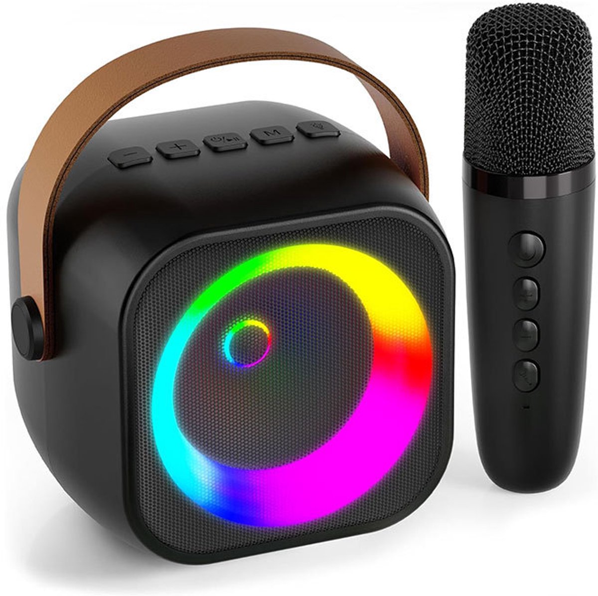 Mini Karaoke Machine - Draadloze draagbare Bluetooth-karaokeluidspreker - met 1 draadloze microfoon - Zangmachine met feestverlichting voor kinderen en volwassenen - Verjaardagscadeaus voor meisjes, jongens en gezin voor thuis en feesten