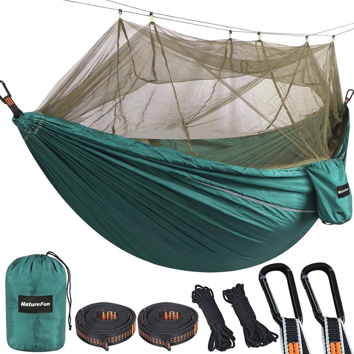 Ultralichte Campinghangmat met Muggennet - 300x200 cm, 300 kg Draagvermogen, Ademend en Sneldrogend Nylon