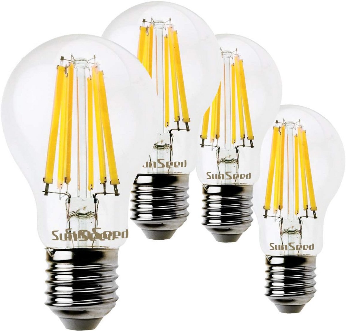 4x LED Filament Lamp E27 10W Gloeilamp Vervanger 83W Neutraal Wit 4000K Glas