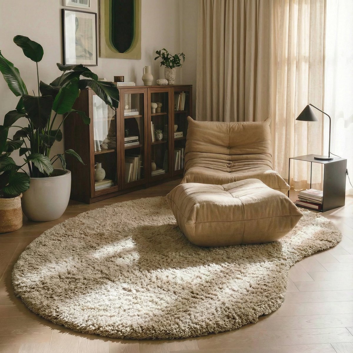 Organisch Hoogpolig vloerkleed Beige teddy 240x340cm mrcarpet