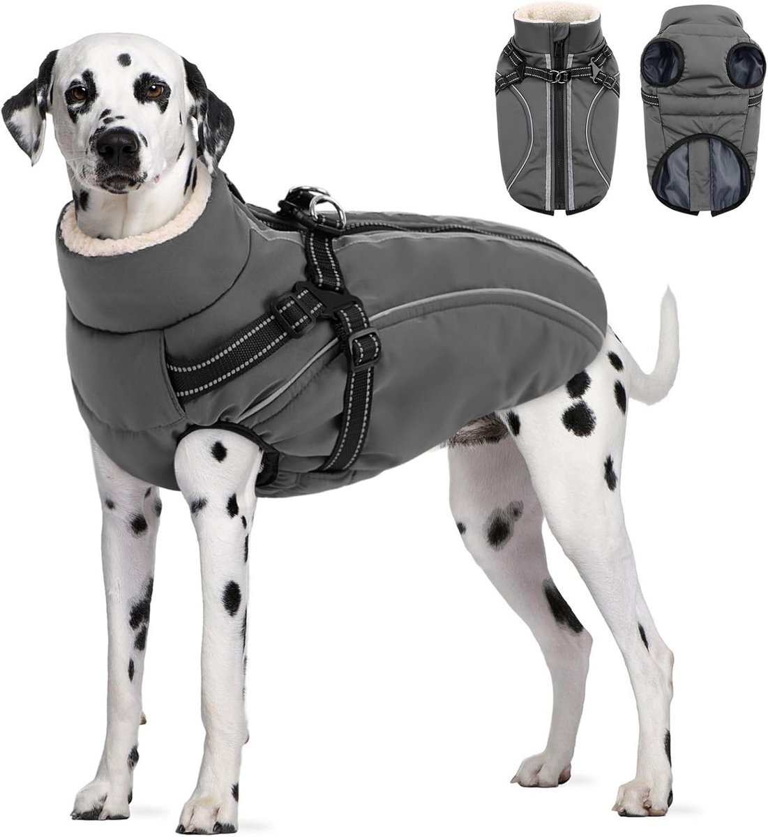 Winddichte Hondenjas met Harnas, Waterdichte Winterjas voor Honden met Reflecterende Strepen en Rits