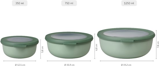 Mepal - Coffret de conservation alimentaire Multikom Cirqula - 350 + 750 + 1250 ml - Rond - Mauve vif