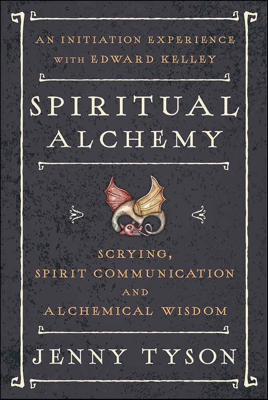 Boekomslag 'Spiritual Alchemy' met een getekende draak op een donkergrijze, getextureerde achtergrond.