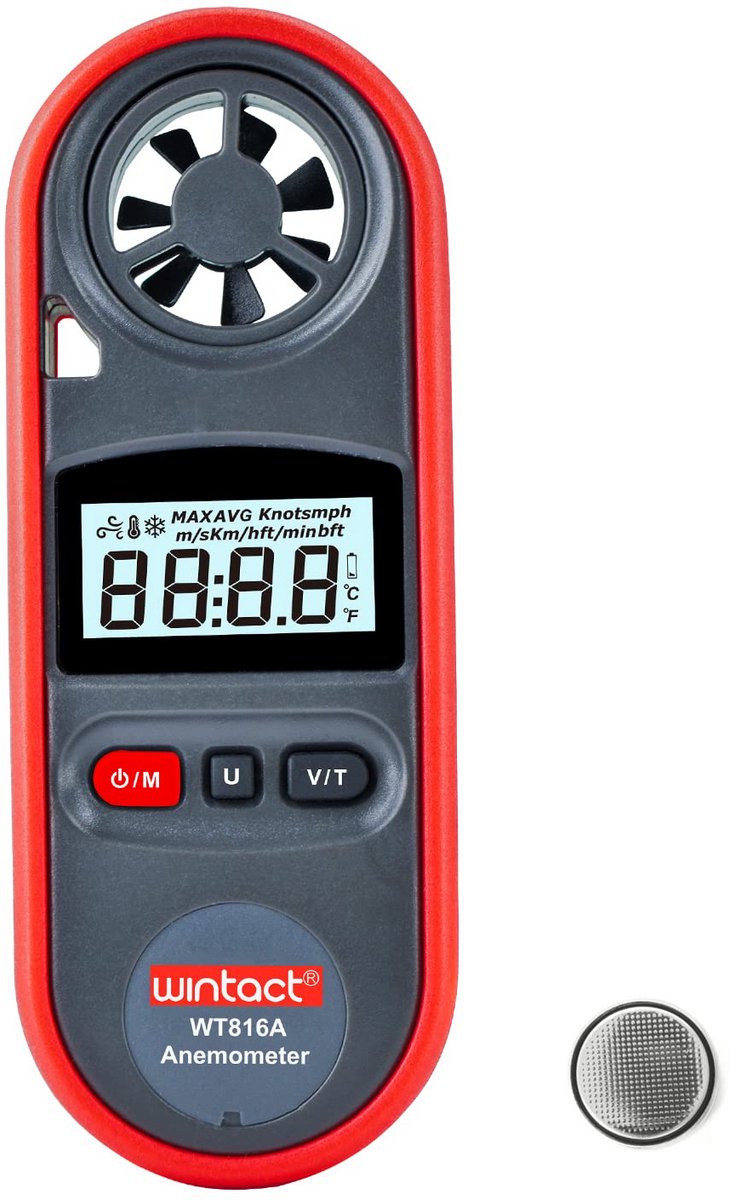 Digitale Handheld Windsnelheidsmeter met Temperatuurmeting voor Buitenactiviteiten