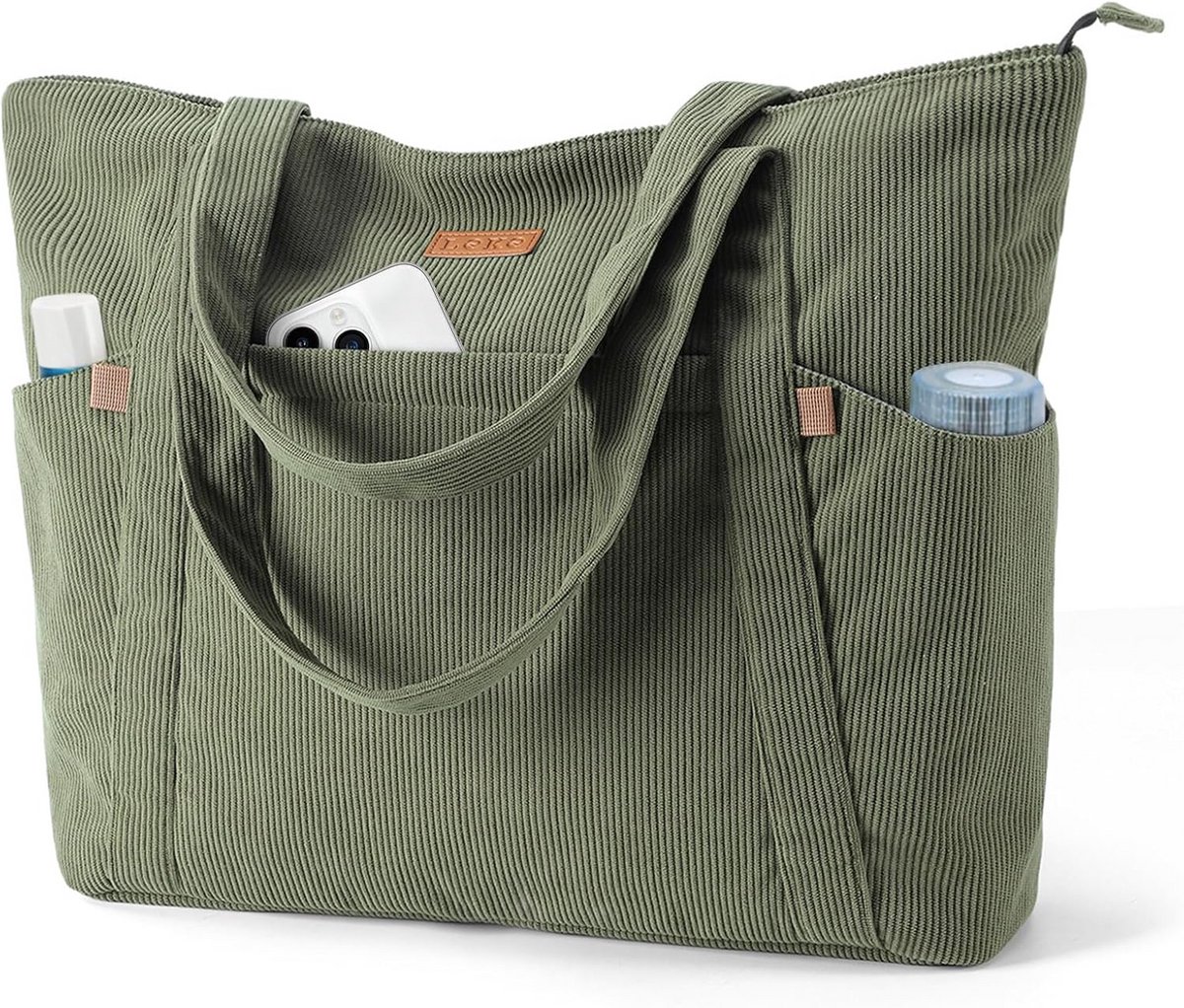 Laptoptas voor Dames - Grote Capaciteit Schoudertas met Ritssluiting voor Werk en School