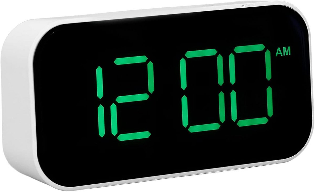 Digitale Wekker met USB Poort, Dimbaar LED Display en Snooze - Wit