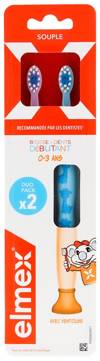 Elmex 2 Zachte Tandenborstels Voor Beginners 0-3 Jaar (Kleur : Blauw en violet)