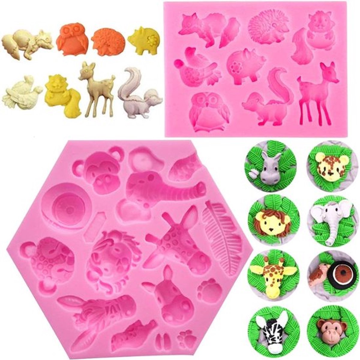 Stunq® Gedetailleerde 3D Cake Mallen Set – Diverse Dierenvormen voor Creatieve Taarten